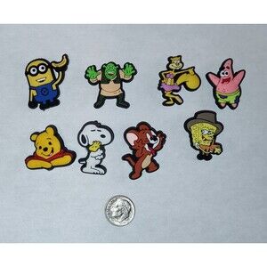 Kids Cartoons Theme Shoe Charms Lot 8 Pieces Spongebob Minion Shrek Pooh Snoopy